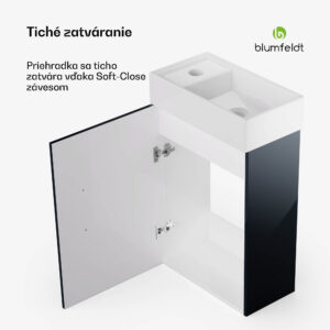 Blumfeldt Johnstone, umývadlo a skrinka do kúpeľne, 40 cm, keramické umývadlo, zatváranie Soft-Close