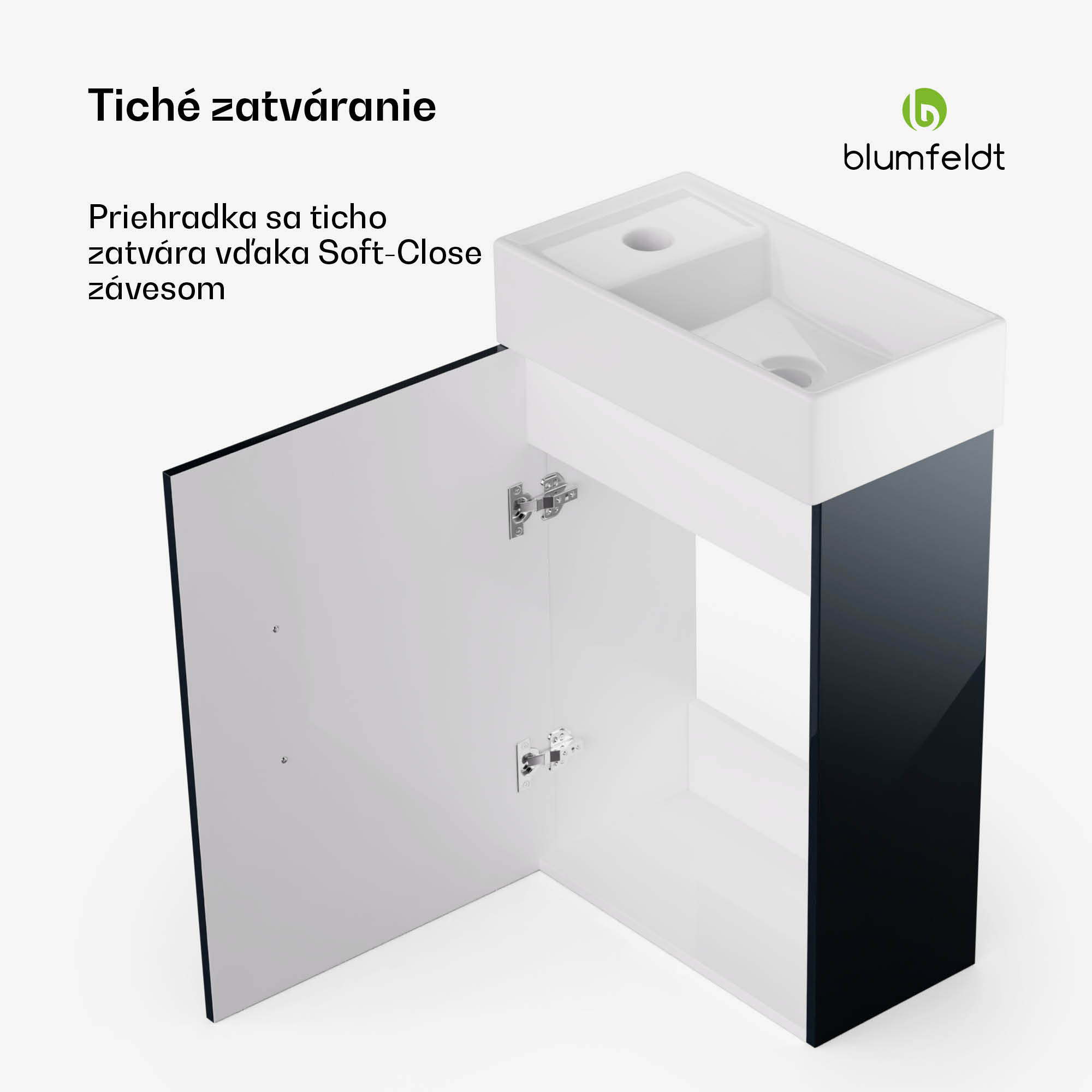 Blumfeldt Johnstone, umývadlo a skrinka do kúpeľne, 40 cm, keramické umývadlo, zatváranie Soft-Close