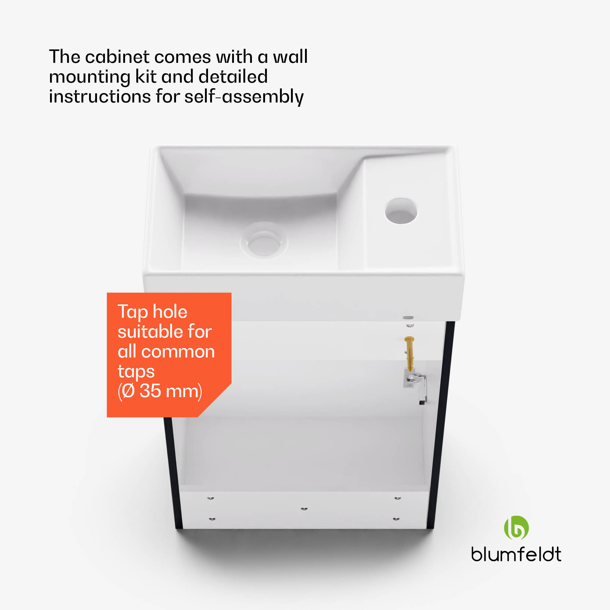 Blumfeldt Johnstone, umývadlo a skrinka do kúpeľne, 40 cm, keramické umývadlo, zatváranie Soft-Close – Obrázok 2