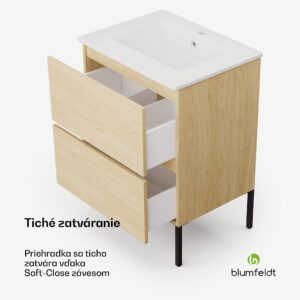 Blumfeldt Johnstone, umývadlo a skrinka do kúpeľne, 60 cm, keramické umývadlo