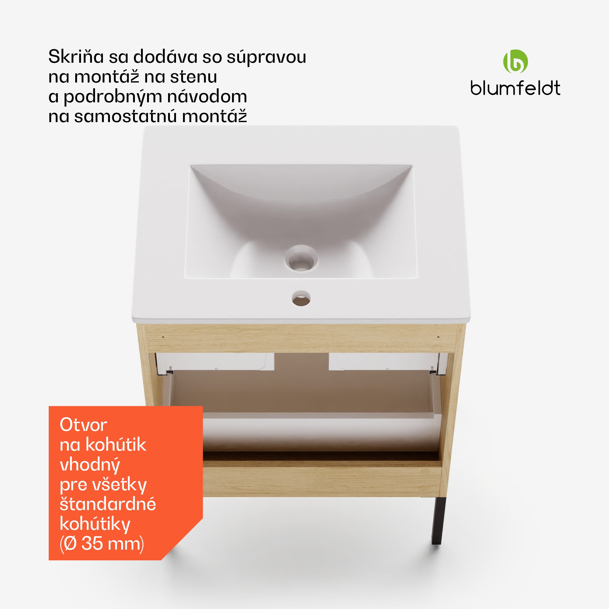 Blumfeldt Johnstone, umývadlo a skrinka do kúpeľne, 60 cm, keramické umývadlo – Obrázok 2