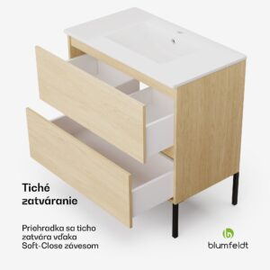 Blumfeldt Johnstone, umývadlo a skrinka do kúpeľne, 80 cm, keramické umývadlo, zatváranie Soft-Close