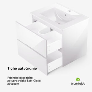 Blumfeldt Johnstone, umývadlo a skrinka do kúpeľne, 60 cm, keramické umývadlo, zatváranie Soft-Close