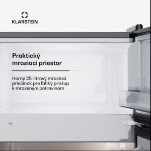 Klarstein Big Daddy Cool, chladnička s mrazničkou, 61/25 l, 2 úrovne, nehrdzavejúca oceľ