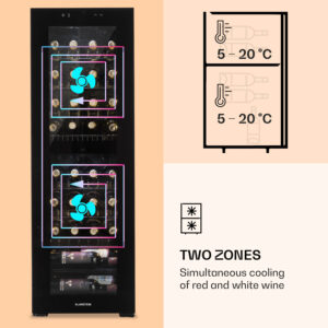 Klarstein Bellevine Deux 39 Flex, vinotéka, 105 l, 39 fliaš, 2 zóny