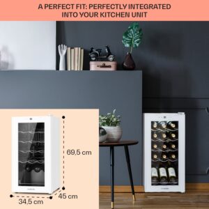 Klarstein Shiraz 15 Slim Uno, vinotéka, 44 l, 135 W, 5–18°C, dotykové ovládanie, biela