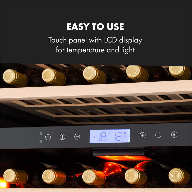 Klarstein Vinovilla Onyx Grande Duo, vinotéka, 425 l, 165 fliaš, 3-farebné LED osvetlenie, čierna – Obrázok 3