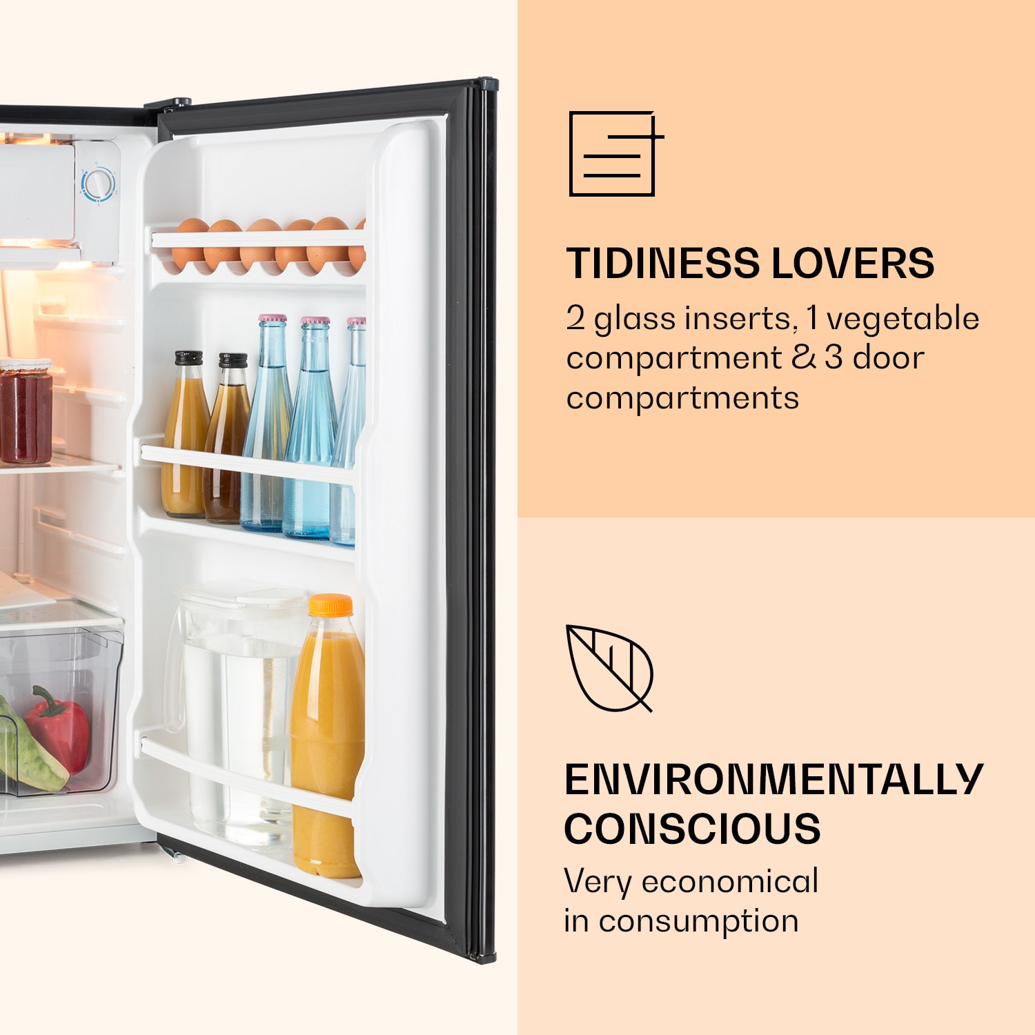 Klarstein Alleinversorger, chladnička, 91 l, energet. trieda F, 2 poschodia mraziaceho priečinku, čierna