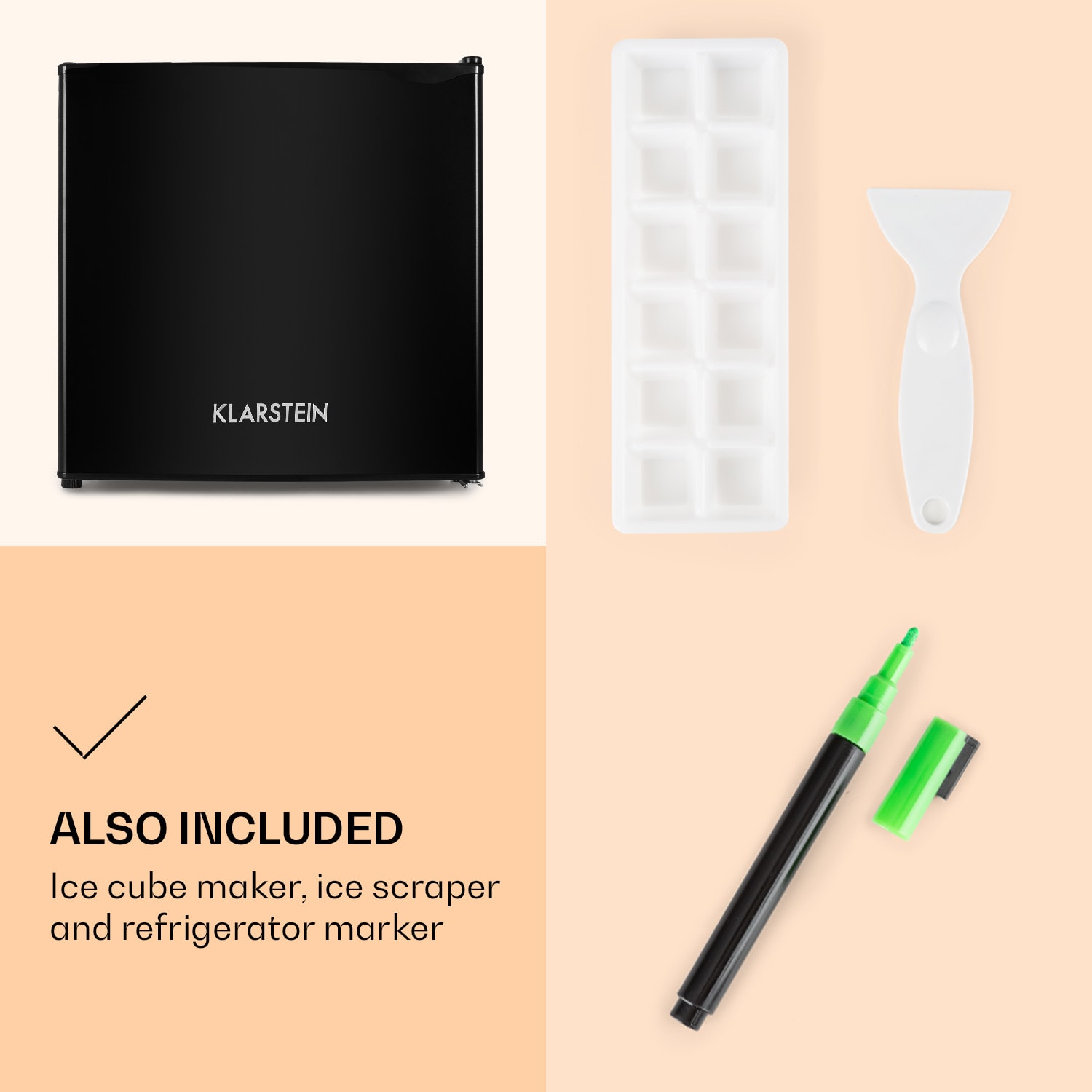 Klarstein Spitzbergen Aca, chladnička s mrazničkou, 46 l, energet. trieda F, čierna