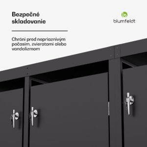 Blumfeldt BinSafe, box na odpadky, 3 odpadkové koše, 240 l, uzamykateľný, pozinkovaná oceľ odolná voči poveternostným vplyvom, výsadbová strecha