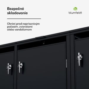 Blumfeldt BinSafe, box na odpadky, 3 odpadkové koše, 240 l, uzamykateľný, pozinkovaná oceľ odolná voči poveternostným vplyvom