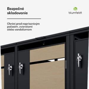 Blumfeldt BinSafe, box na odpadky, 3 odpadkové koše, 240 l, uzamykateľný, pozinkovaná oceľ odolná voči poveternostným vplyvom