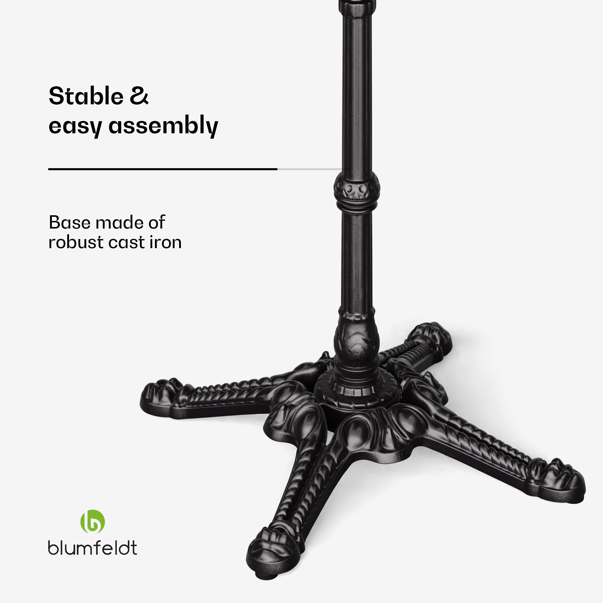 Blumfeldt Patras Lux, bistro stôl, mramorová stolová doska, 60 x 60 cm, podstavec z liatiny – Obrázok 2