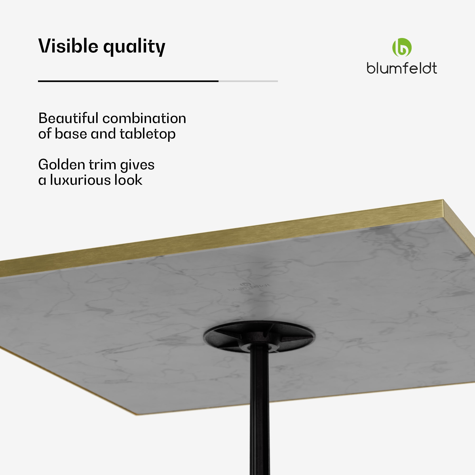 Blumfeldt Patras Lux, bistro stôl, mramorová stolová doska, 60 x 60 cm, podstavec z liatiny – Obrázok 3