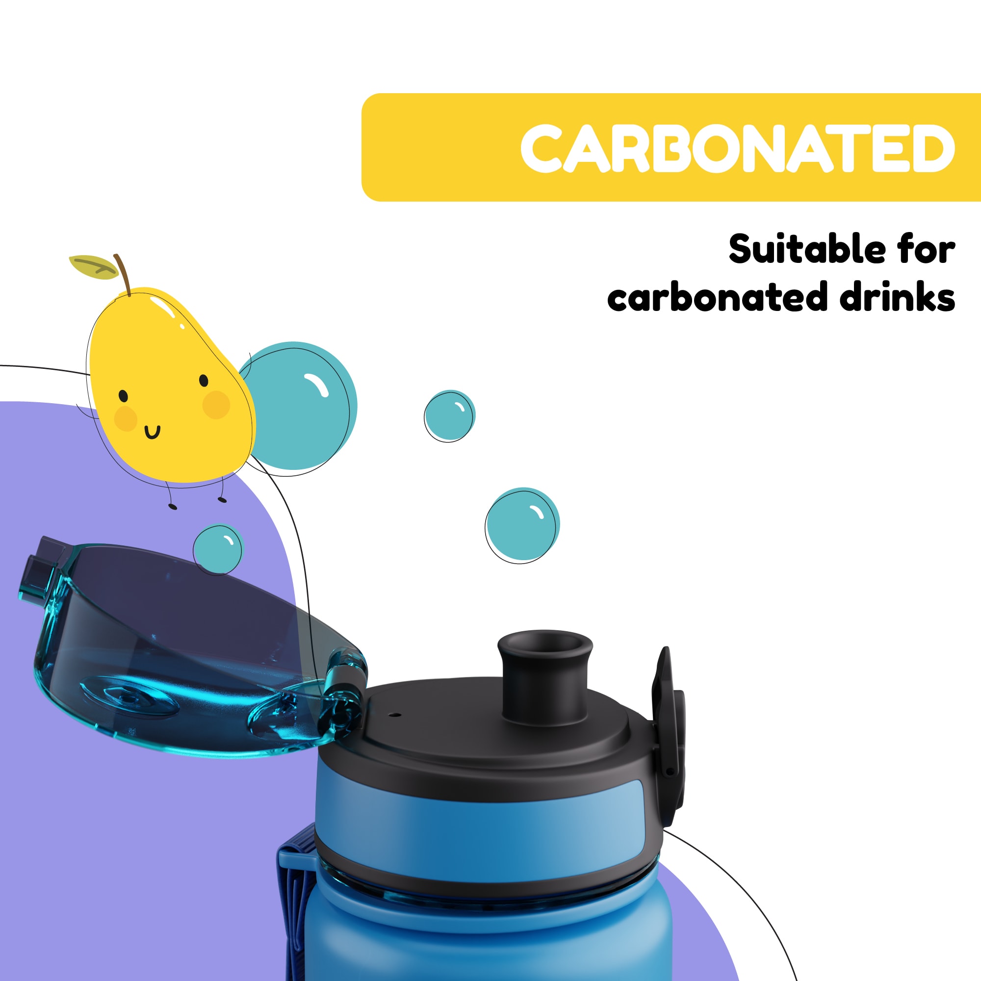 Klarstein Schmatzfatz, fľaša na pitie, športová fľaša, 500 ml, 24 cm, tritan – Obrázok 2