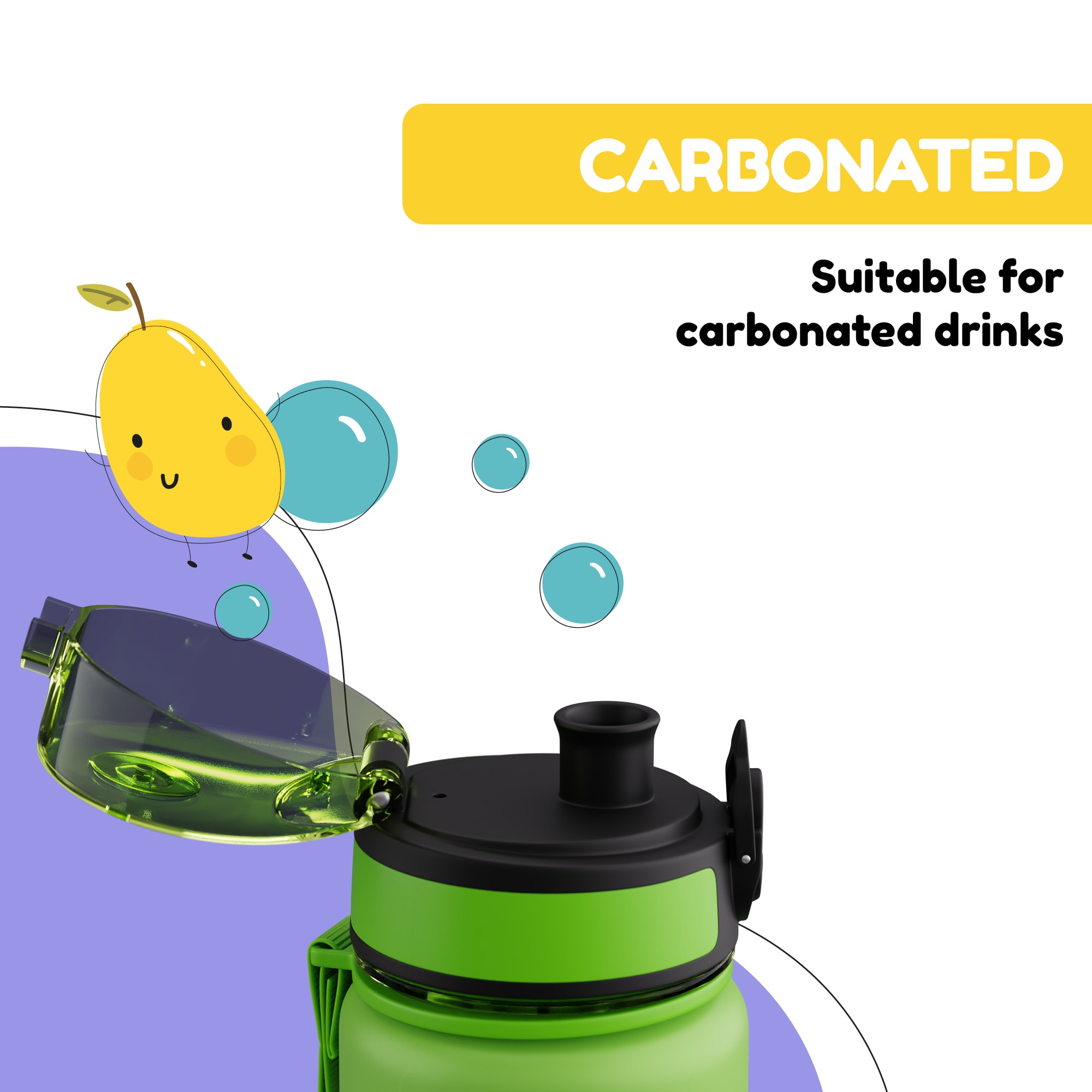 Klarstein Schmatzfatz, fľaša na pitie, športová fľaša, 500 ml, 24 cm, tritan – Obrázok 2