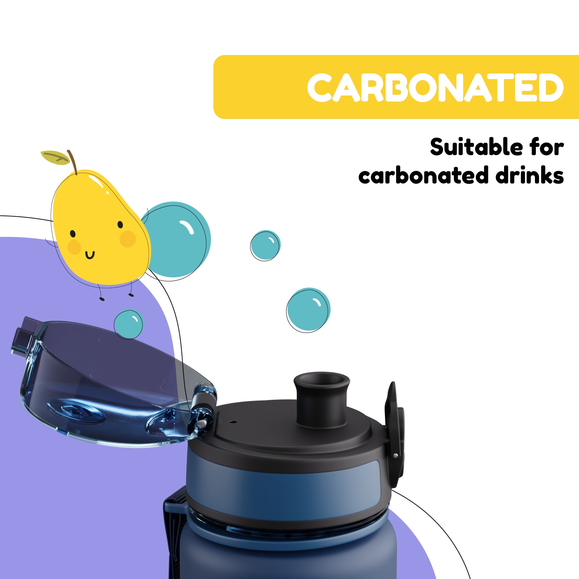 Klarstein Schmatzfatz, fľaša na pitie, športová fľaša, 500 ml, 24 cm, tritan – Obrázok 2