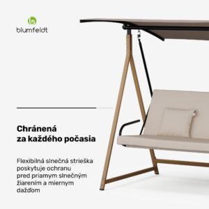 Blumfeldt ZenGrove, hollywoodska hojdačka, 3-miestna, individuálne nastaviteľná, oceľ s práškovou povrchovou úpravou, odolná voči poveternostným vplyvom
