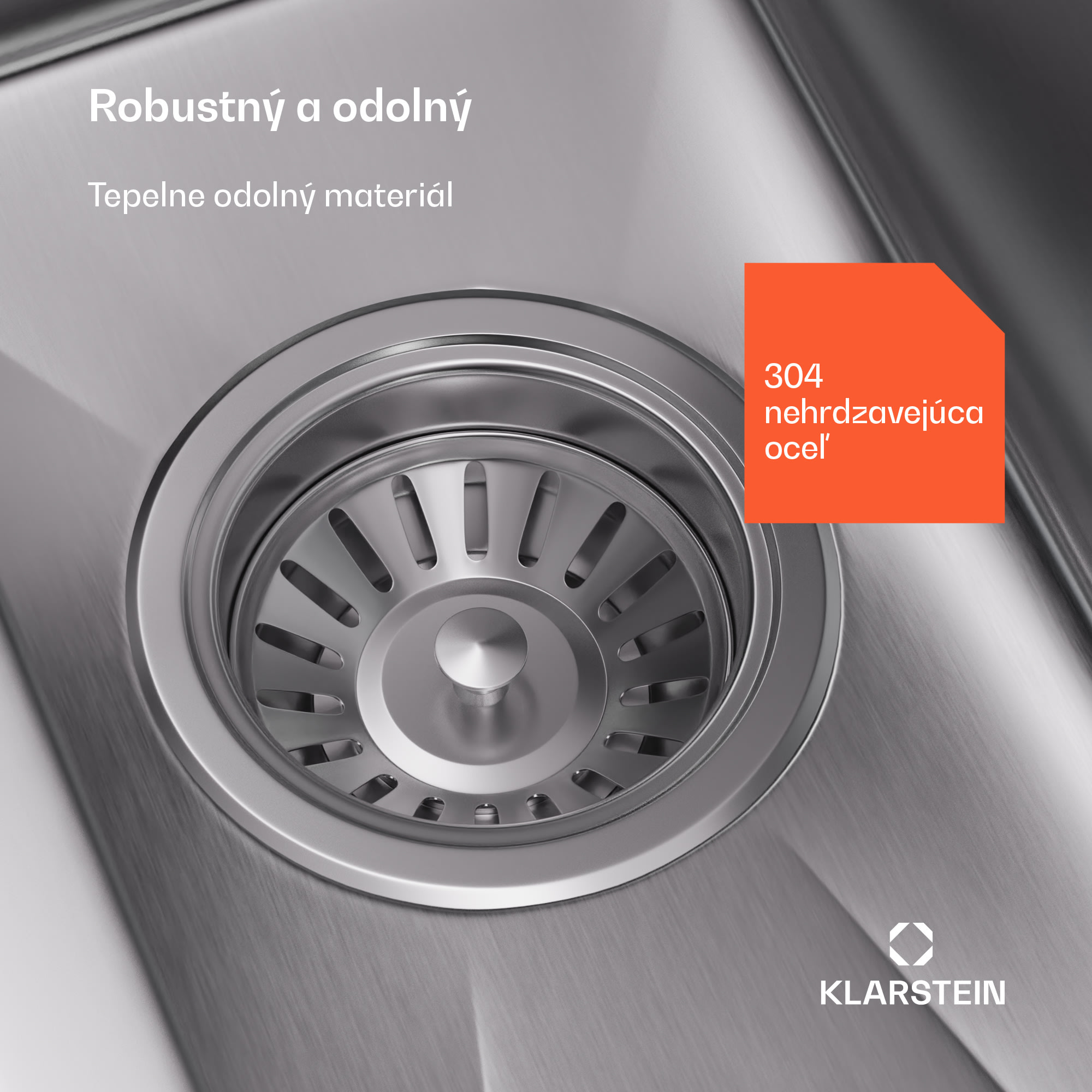 Klarstein TitanSteel Kuchynský drez 45 x 23 cm (DxŠ) s povrchom odolný voči hrdzi, poškriabaniu a teplu