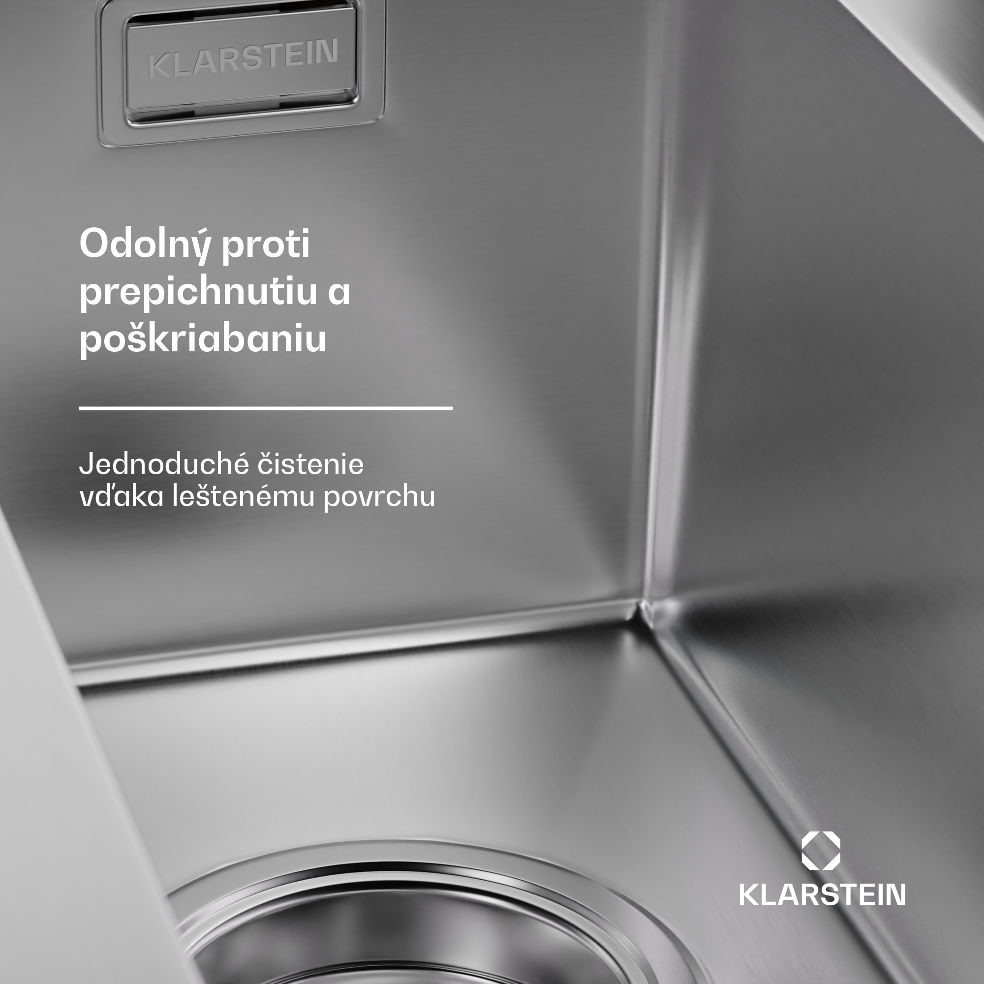 Klarstein TitanSteel Kuchynský drez 45 x 23 cm (DxŠ) s povrchom odolný voči hrdzi, poškriabaniu a teplu – Obrázok 3