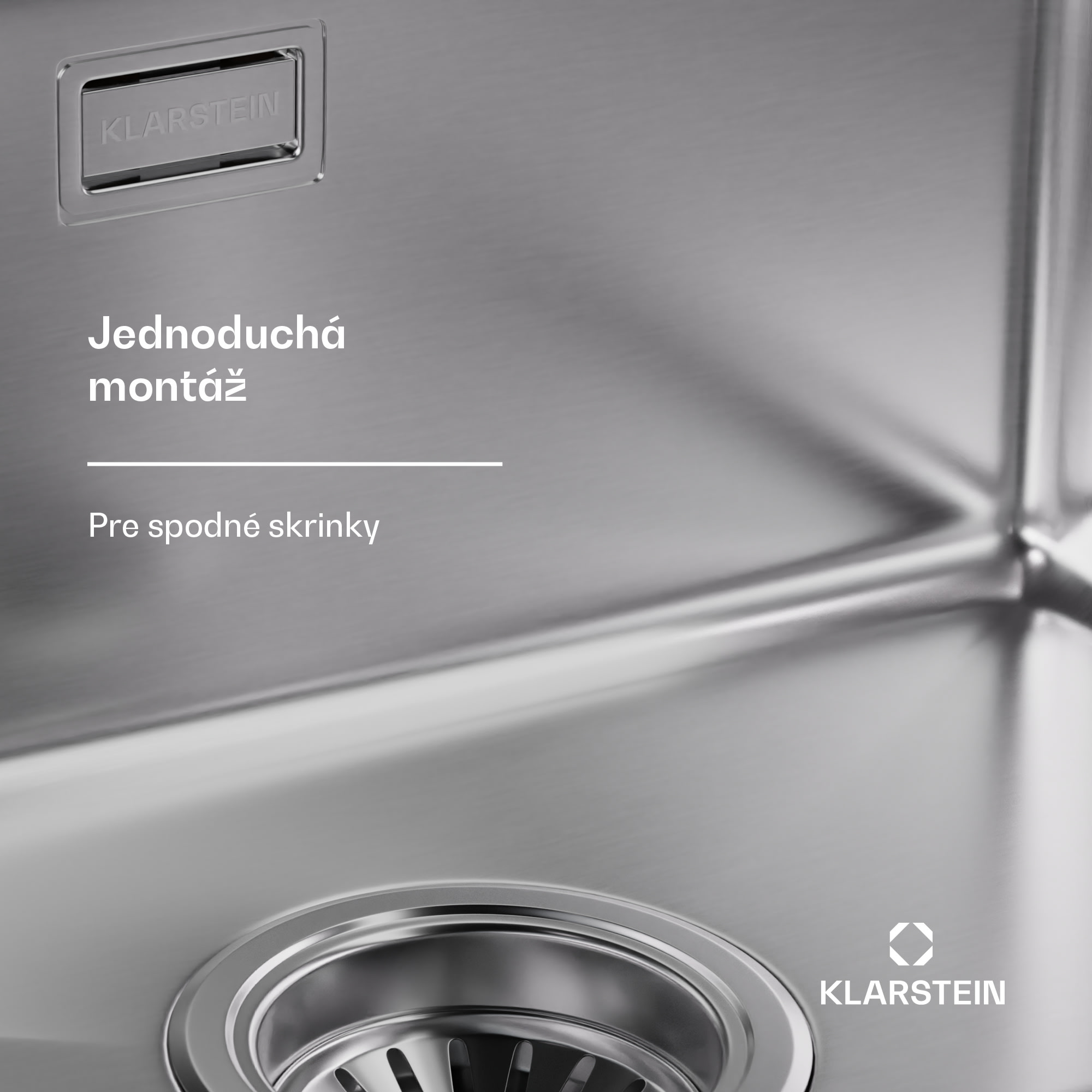 Klarstein TitanSteel Kuchynský drez 45 x 45 cm (DxŠ) s povrchom odolný voči hrdzi, poškriabaniu a teplu – Obrázok 3