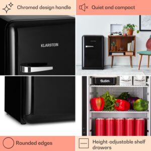 Klarstein Audrey, retro chladnička, 70 l, 3 police, 2 priehradky vo dverách, vnútorné osvetlenie