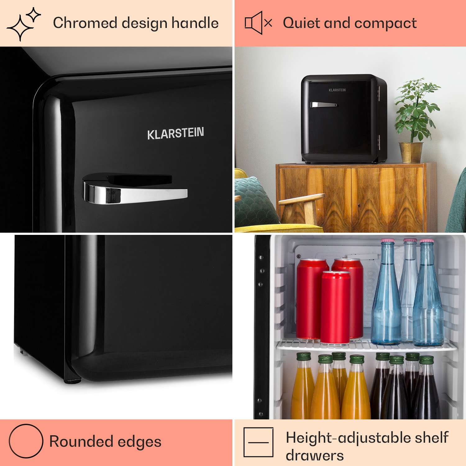 Klarstein Audrey Mini, retro chladnička, 48 l, 2 úrovne