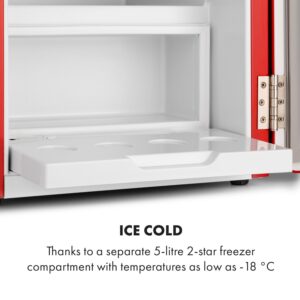 Klarstein Audrey, mini chladnička, energet. trieda E, mraziaci priečinok, LED