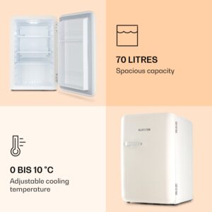 Klarstein Audrey, retro chladnička, 70 l, 3 police, 2 priehradky vo dverách, vnútorné osvetlenie