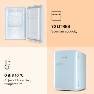 Klarstein Audrey, retro chladnička, 70 l, 3 police, 2 priehradky vo dverách, vnútorné osvetlenie