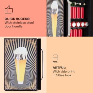 Klarstein Beersafe 70 Birra Edition, chladnička, 70 litrov, 3 police, panoramatické sklenené dvere, nehrdzavejúca oceľ