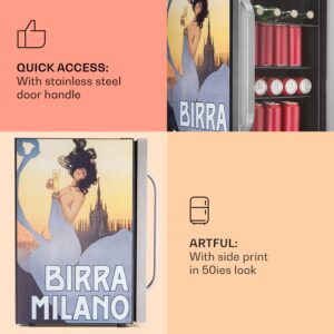 Klarstein Beersafe 70 Birra Milano Edition, chladnička, 70 litrov, 3 police, panoramatické sklenené dvere, nehrdzavejúca oceľ