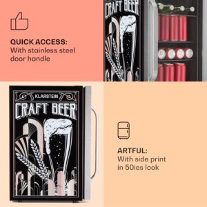 Klarstein Beersafe 70 Craft Beer Edition, chladnička, 70 litrov, sklenené dvere, nehrdzavejúca oceľ