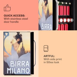 Klarstein Beersafe 70 Birra Milano Edition, chladnička, 70 litrov, 3 police, panoramatické sklenené dvere, nerezová oceľ