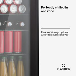 Klarstein Beercave 115, chladnička, 115 l, 4 police, trojito izolované sklenené dvere, dotyková