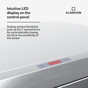 Klarstein Touchless, senzorový odpadkový kôš, 50 l, z nehrdzavejúcej ocele, Soft-Close zatváranie, napájaný batériou, LED displej, časovač