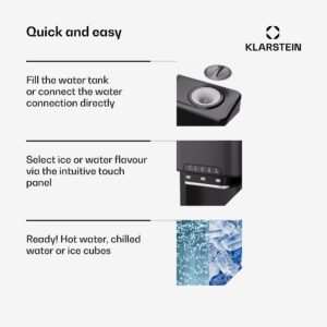 Klarstein Aqueous výrobník ľadu 3 v 1: kocky ľadu, dávkovač vody: horúca a studená, 20 kg/24h