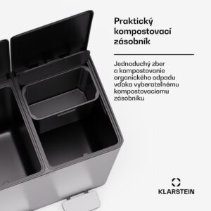 Klarstein EcoVista, odpadkový kôš s kompostérom, 40 l + 3 l/kôš + kompostér, Soft-Close