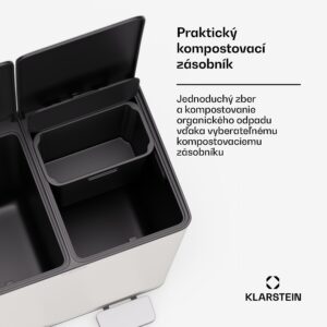Klarstein EcoVista, odpadkový kôš s kompostérom, 40 l + 3 l/kôš + kompostér, Soft-Close