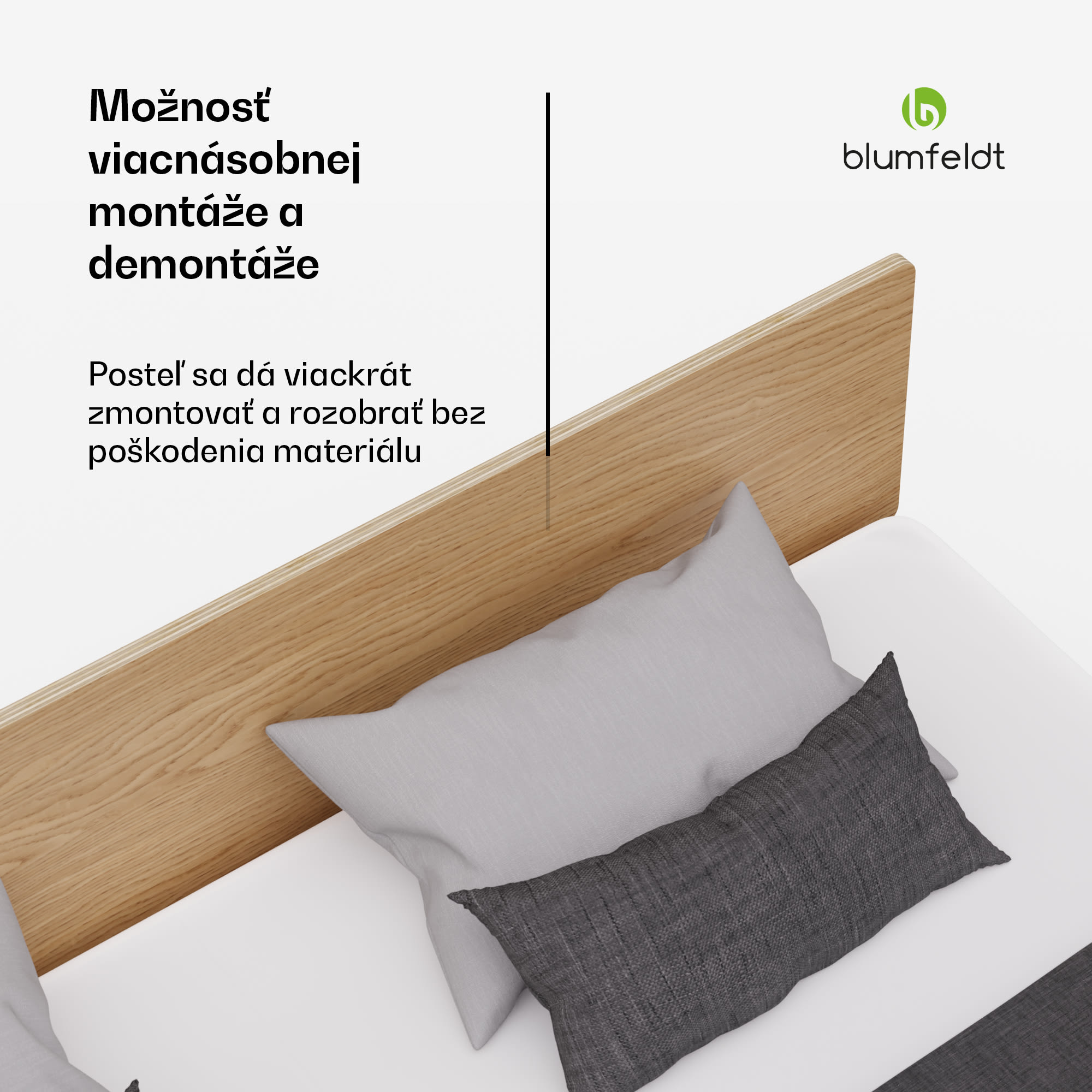 Blumfeldt NordicAura King rám manželskej postele, 180 cm x 200 cm, robustný, bez náradia, eukalyptové drevo, polička – Obrázok 2