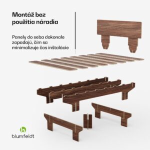 Blumfeldt NordicAura Double rám manželskej postele, 140 cm x 200 cm, robustný, bez náradia, eukalyptové drevo, polička