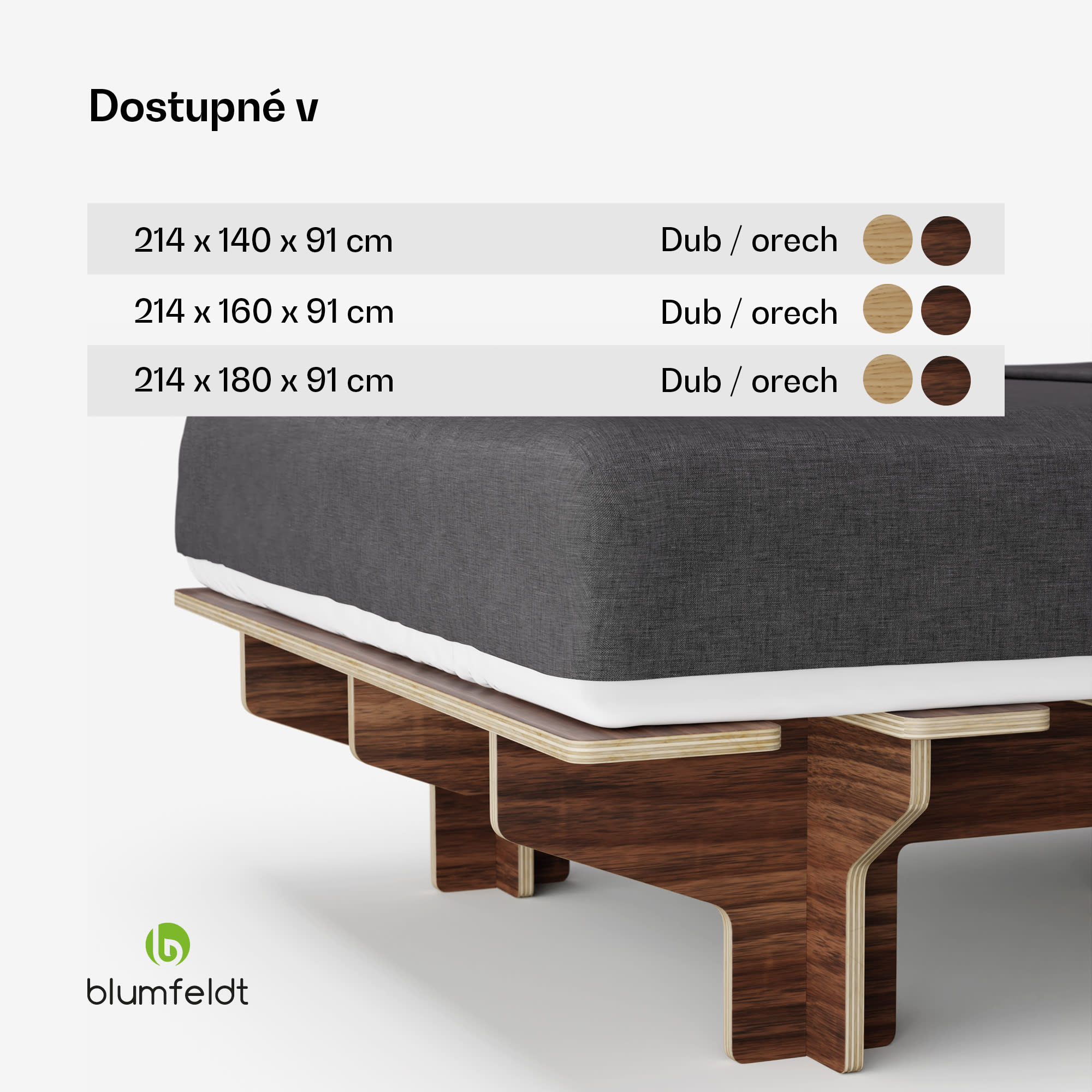 Blumfeldt NordicAura Double rám manželskej postele, 140 cm x 200 cm, robustný, bez náradia, eukalyptové drevo, polička – Obrázok 3