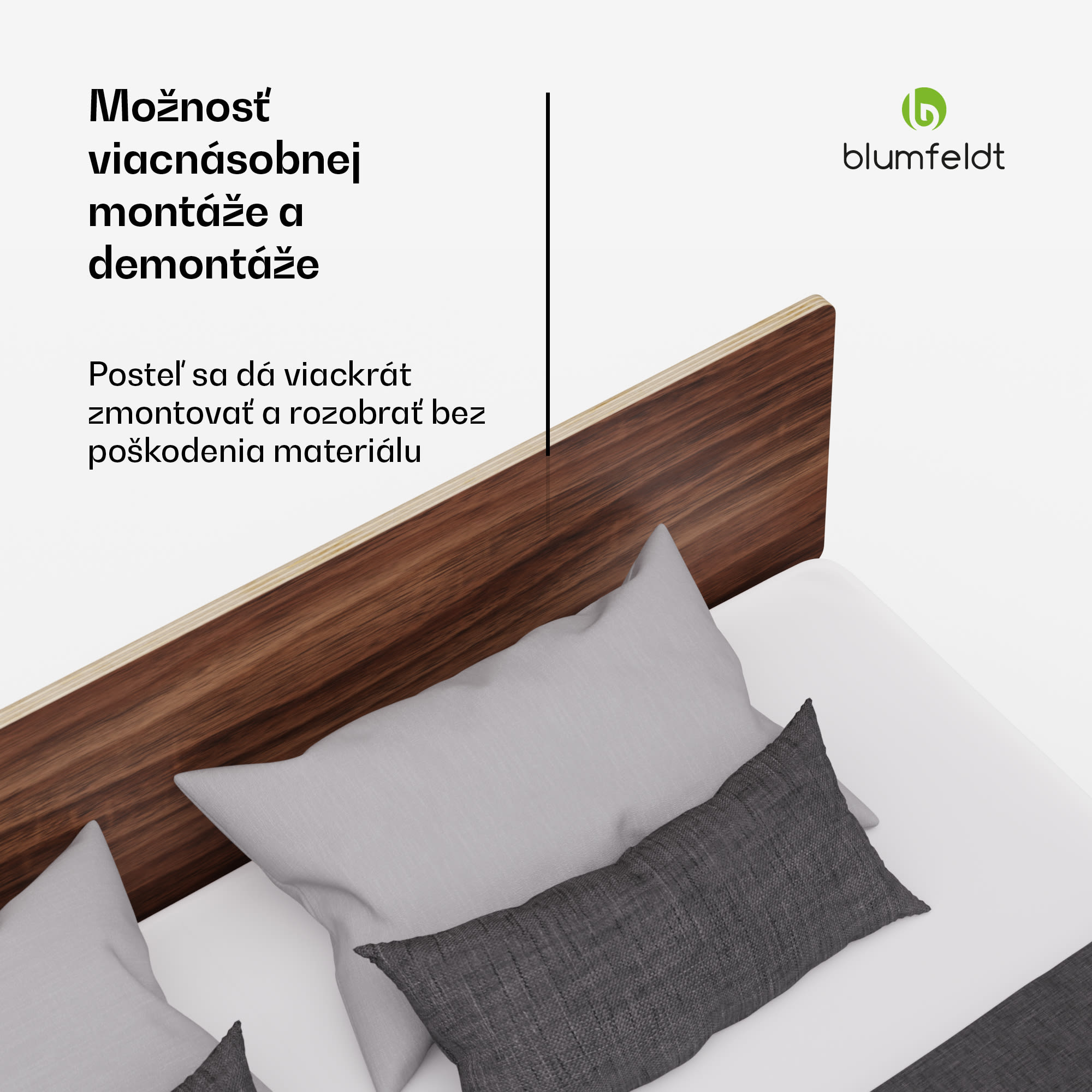 Blumfeldt NordicAura Queen rám manželskej postele, 160 cm x 200 cm, robustný, bez náradia, eukalyptové drevo, polička – Obrázok 2