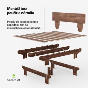 Blumfeldt NordicAura King rám manželskej postele, 180 cm x 200 cm, robustný, bez náradia, eukalyptové drevo, polička