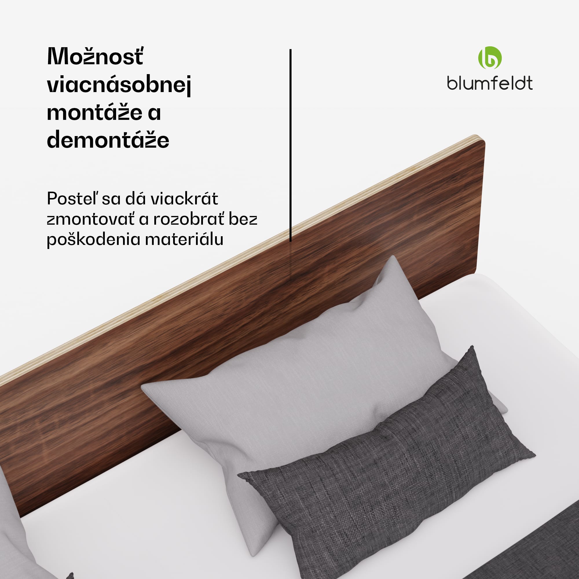 Blumfeldt NordicAura King rám manželskej postele, 180 cm x 200 cm, robustný, bez náradia, eukalyptové drevo, polička – Obrázok 2