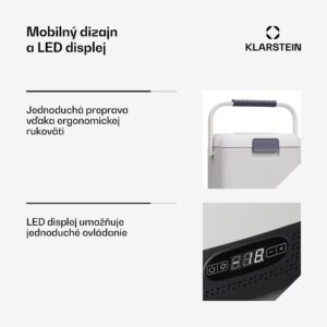 Klarstein SwiftFrost 12L chladiaci box, 12V-24V/230V, do -20 °C, kompresor, 2 úrovne výkonu, LED displej