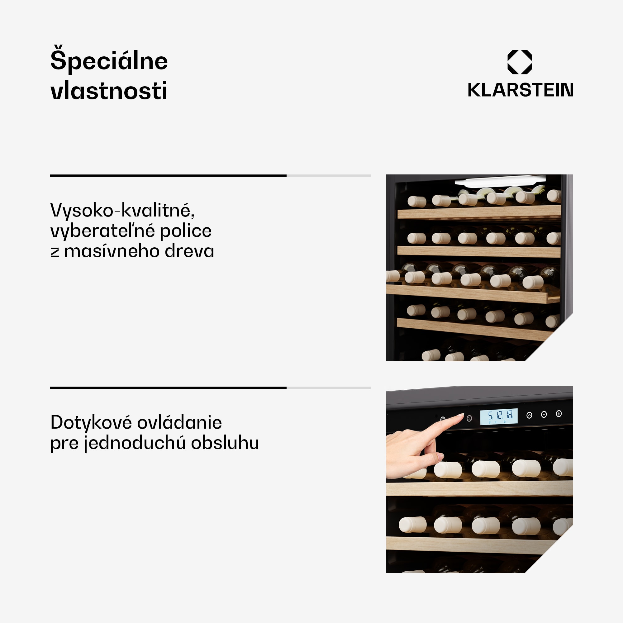 Klarstein Vinovilla Trio chladnička na víno, 143 fliaš, 3 zóny, 38 dB, 12 políc, kompresor, 413 litrov – Obrázok 2