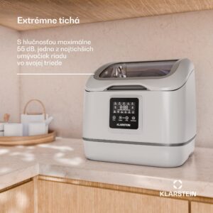 Klarstein SilentScrub umývačka riadu, prenosná, dotykový displej, 7 programov, 3 súpravy riadu, košík na príbory