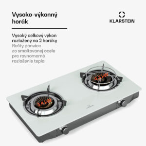 Klarstein Barzona kempingový varič, 2 horáky, 3,4 kW & 4,3 kW, plynová dvojplatnička, nehrdzavejúca oceľ, mobilná