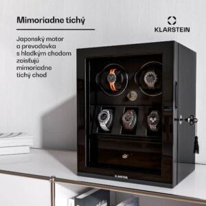 Klarstein ChronoVault naťahovač hodiniek, 2+3 hodinky, vegánsky, vysoký lesk, 4 režimy, motor Mabuchi, LED, zásuvka